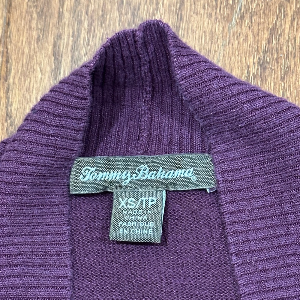 Tommy Bahama Deep Purple open front linen Cardigan - Picture 2 of 6